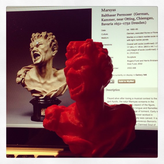 "Marsyas" (2013) by MakerBot, and "Marsyas" (1680-85) byBalthasar Permoser