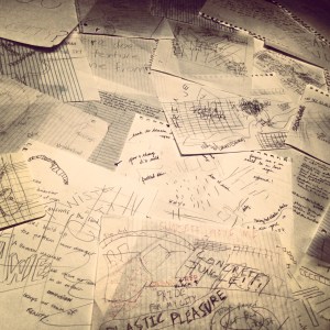 collection of student sketches, questions, and writing in response to Bradford's "Scorched Earth"