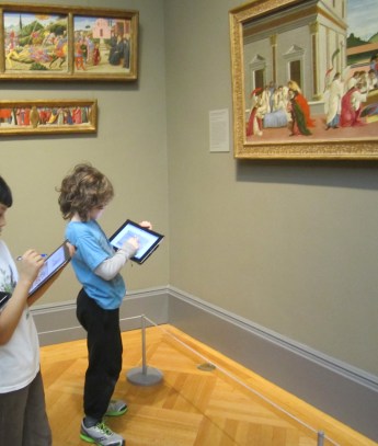 Third graders with iPads in the European Painting Galleries at The Metropolitan Museum of Art (Photo courtesy S. Brudnick).