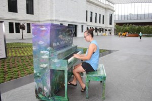 "Play Me, I'm Yours" at the Cleveland Museum of Art, decorated like their famous Monet "Water Lilies" painting