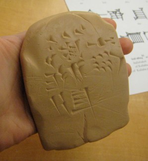 A cuneiform tablet made by a Dalton fifth grader at The University of Pennsylvania Museum (Photo Courtesy P. McElfresh)