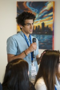 Brandon answers a question during the Satellite premiere Q&A session. Photo by Front Room Photography
