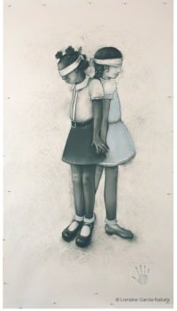 Lorraine García-Nakata, "Friends, No Matter What," Charcoal/Pastel On Paper, 7' x 4' 2” , 2008