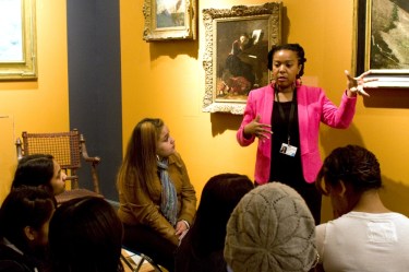 Keonna Hendrick challenges learners to think critically about cultural representations in art.  Photo by Jonathan Dorado , Brooklyn Museum