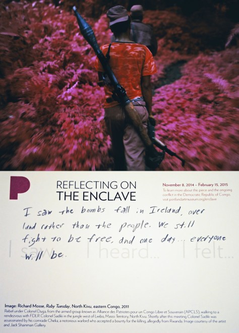 Sample visitor response card from the Reflecting on The Enclave interpretation space, Portland Art Museum.