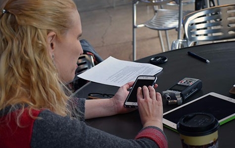 Testing the audio guide with our community partners.